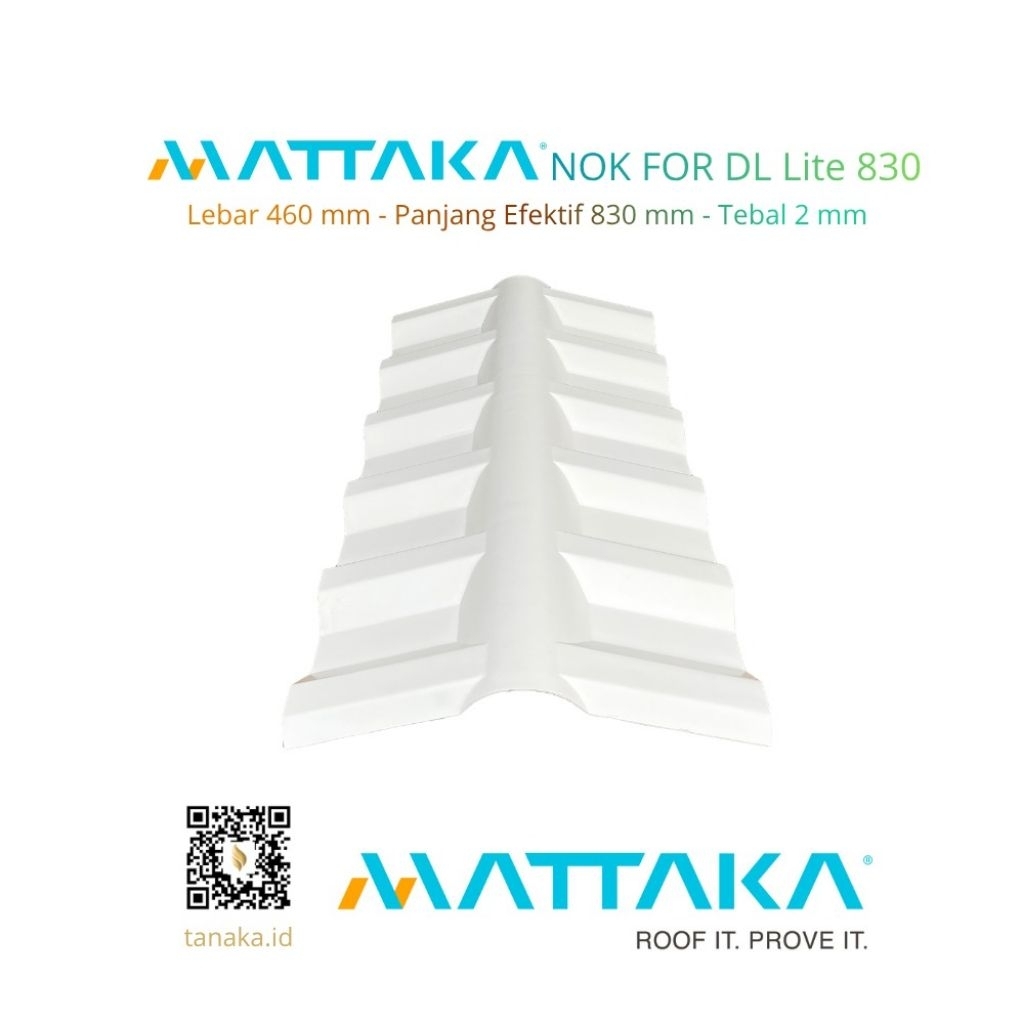 (Hanya Invoice) MATTAKA Nok / Wuwungan for DL Lite 830 - Efektif 830mm - Nok / Wuwungan Atap UPVC MA