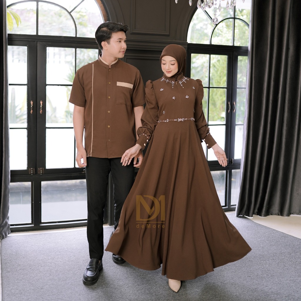 Demore Baju Couple Pasangan Lamaran Preweeding Gamis Koko Muslim Polos Lebaran Model Mayung