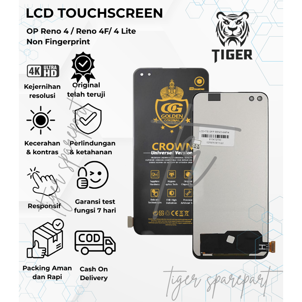 LCD TOUCHSCREEN OPPO RENO 4 / RENO 4F / 4 LITE ( NON FINGERPRINT ) FULLSET