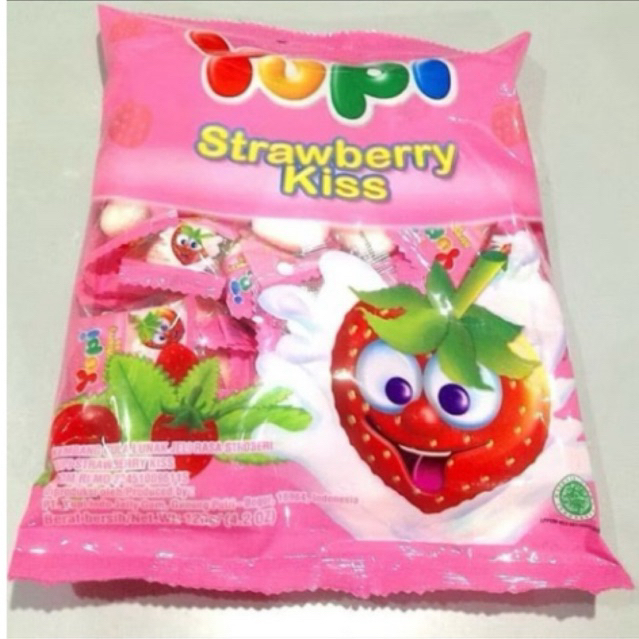 Permen Yupi Strawbery Kiss Pink Love Cinta Berat 120 gram