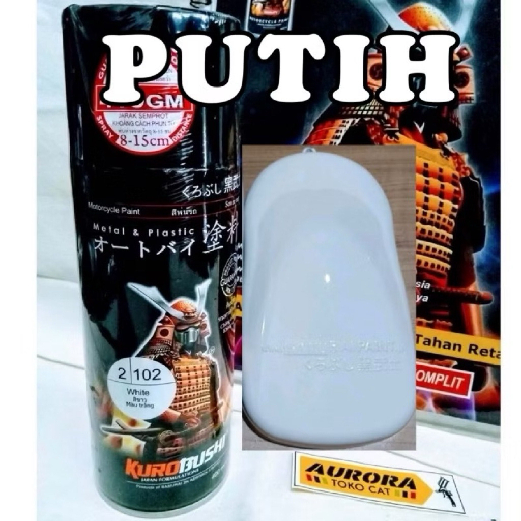 Samurai Paint White 102 Putih Solid Mengkilap 400ml Pilok Sepeda Motor Mobil