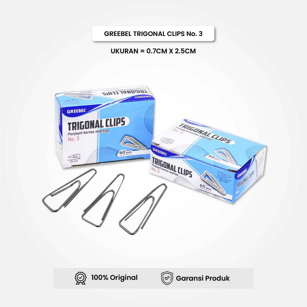 Greebel Trigonal Clip Klip Penjepit Kertas Segitiga Paperclip NO. 3 (25MM) (BOX)