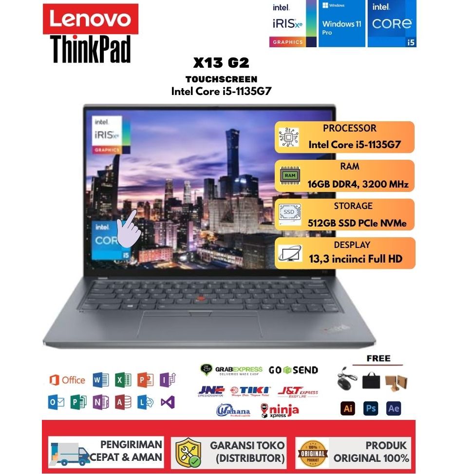 Laptop Lenovo Thinkpad X13 G2 CORE i5 GEN 11 VGA IRIS Xe TOUCHSCREENRAM 16GB/512SSD
