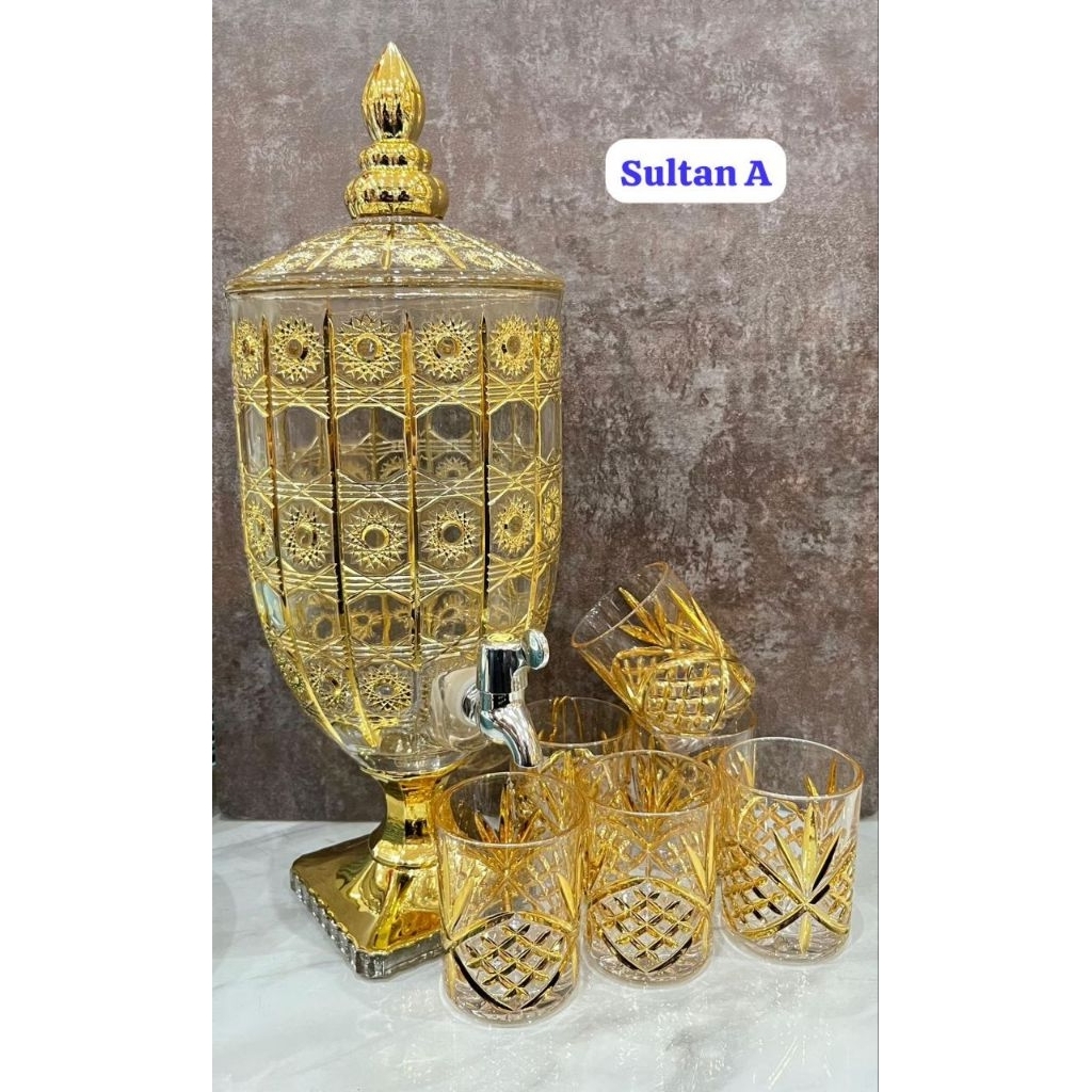 Dispenser cristal sultan gold plus gelas kristal gold