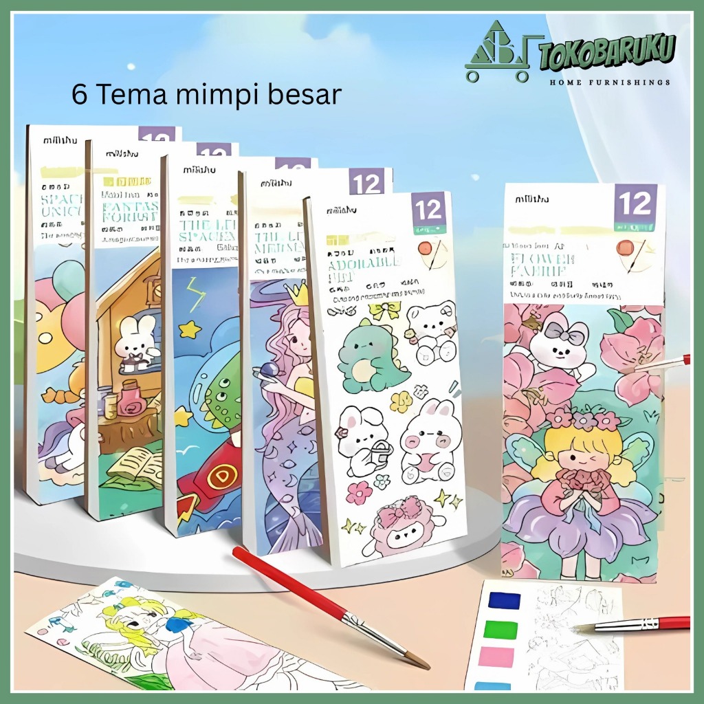 Set Paket Lukisan Cat Air Alat Melukis Anak Buku Mewarnai Painting DIY