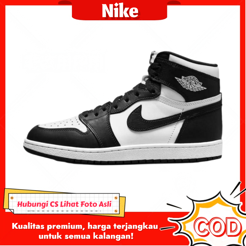 Jordan Air Jordan High Kulit Asli - Model High-Cut Klasik, Logo Embroidered Jumpman, Retro Street St