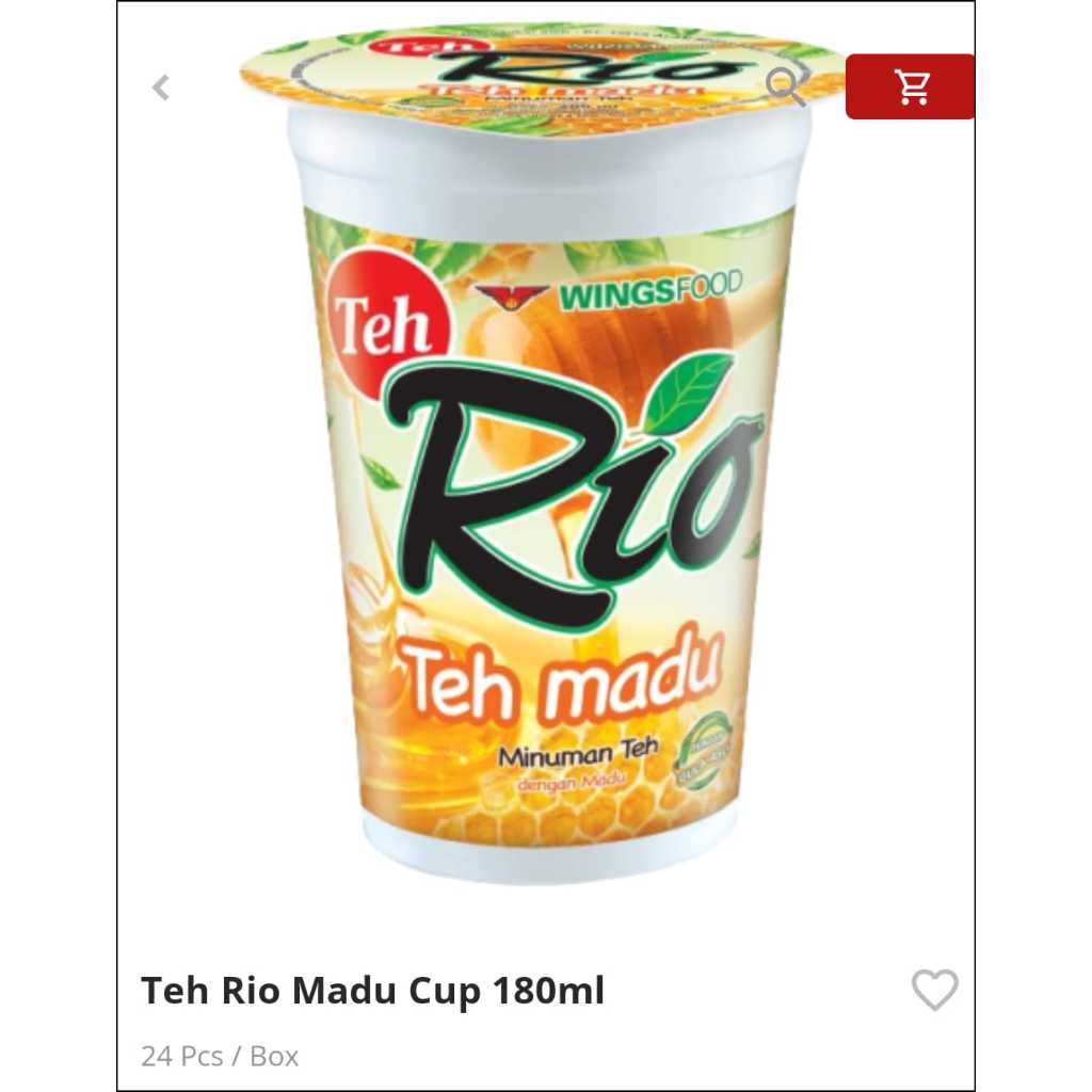 Teh Rio Gelas 1 Dus Isi 24 pcs Teh Rio Gelas 180 ml