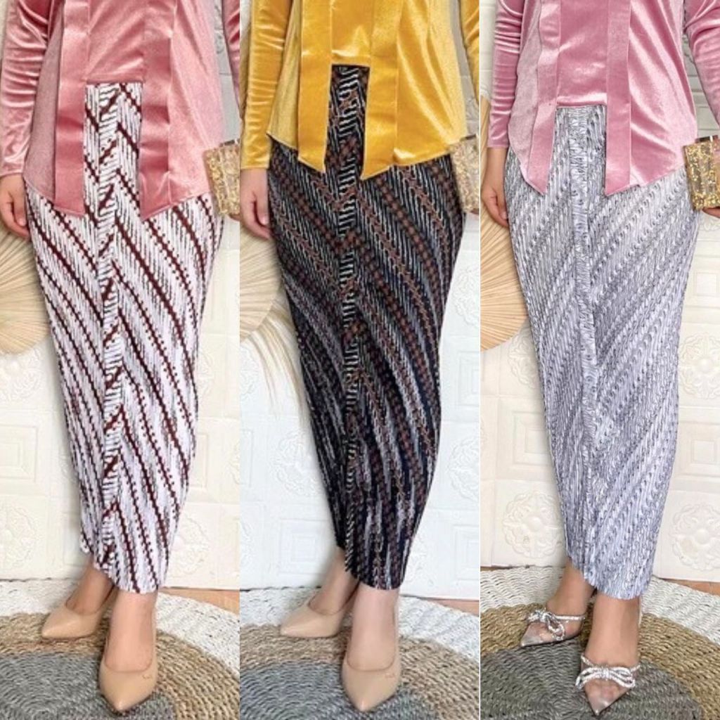 Bawahan Batik Plisket Wiron/ROk Wiron Plisket/Rok Batik Kebaya Aneka Pilihan Warna