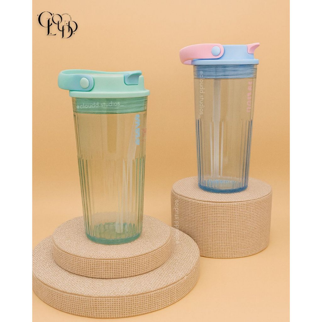 DIYI Water Bottle / Tumbler Bening 500ml / Tumbler Aesthetic / Tumbler Akrilik / Tumbler Sedotan