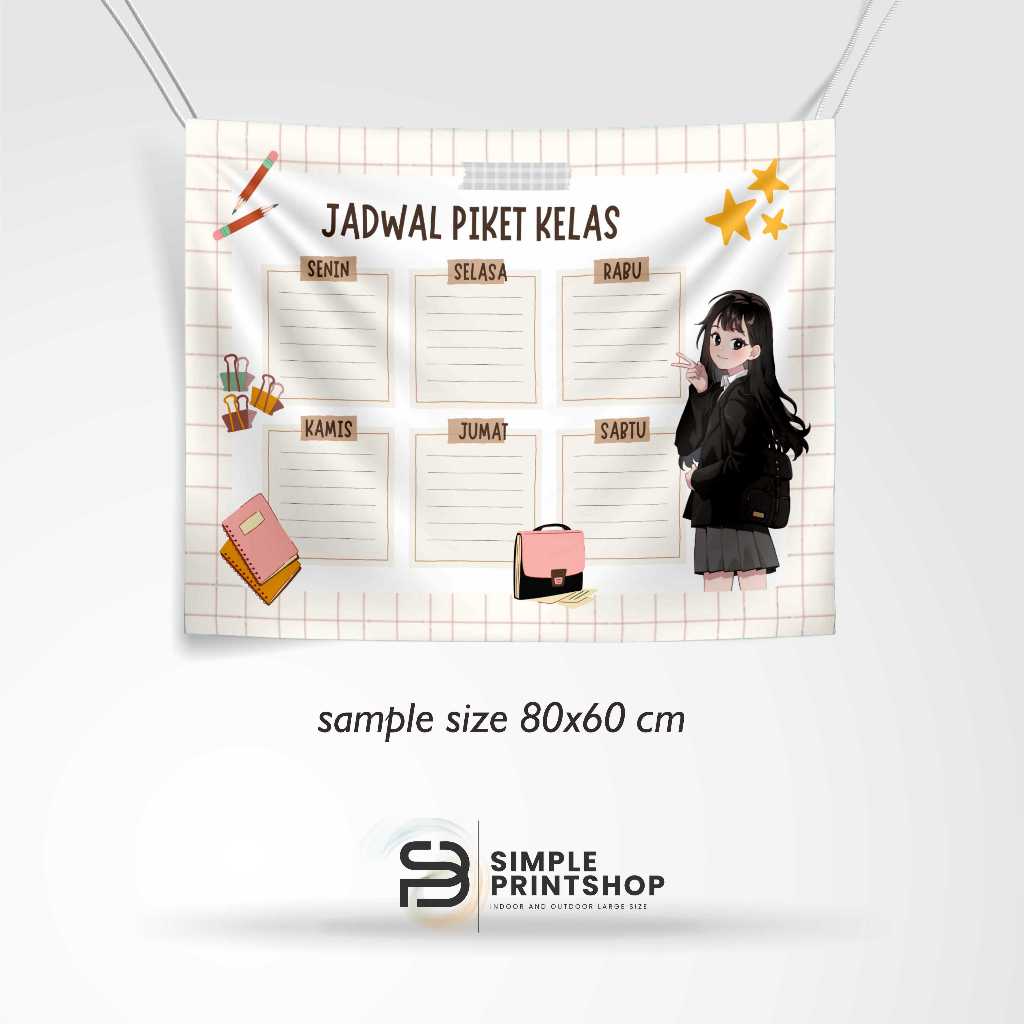 print cetak spanduk banner jadwal piket kelas custom desain