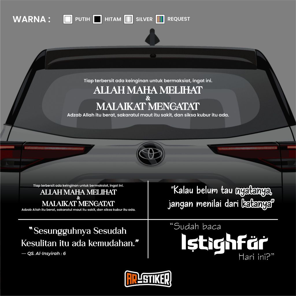 STIKER REMINDER KACA BELAKANG MOBIL, RUANGAN DLL