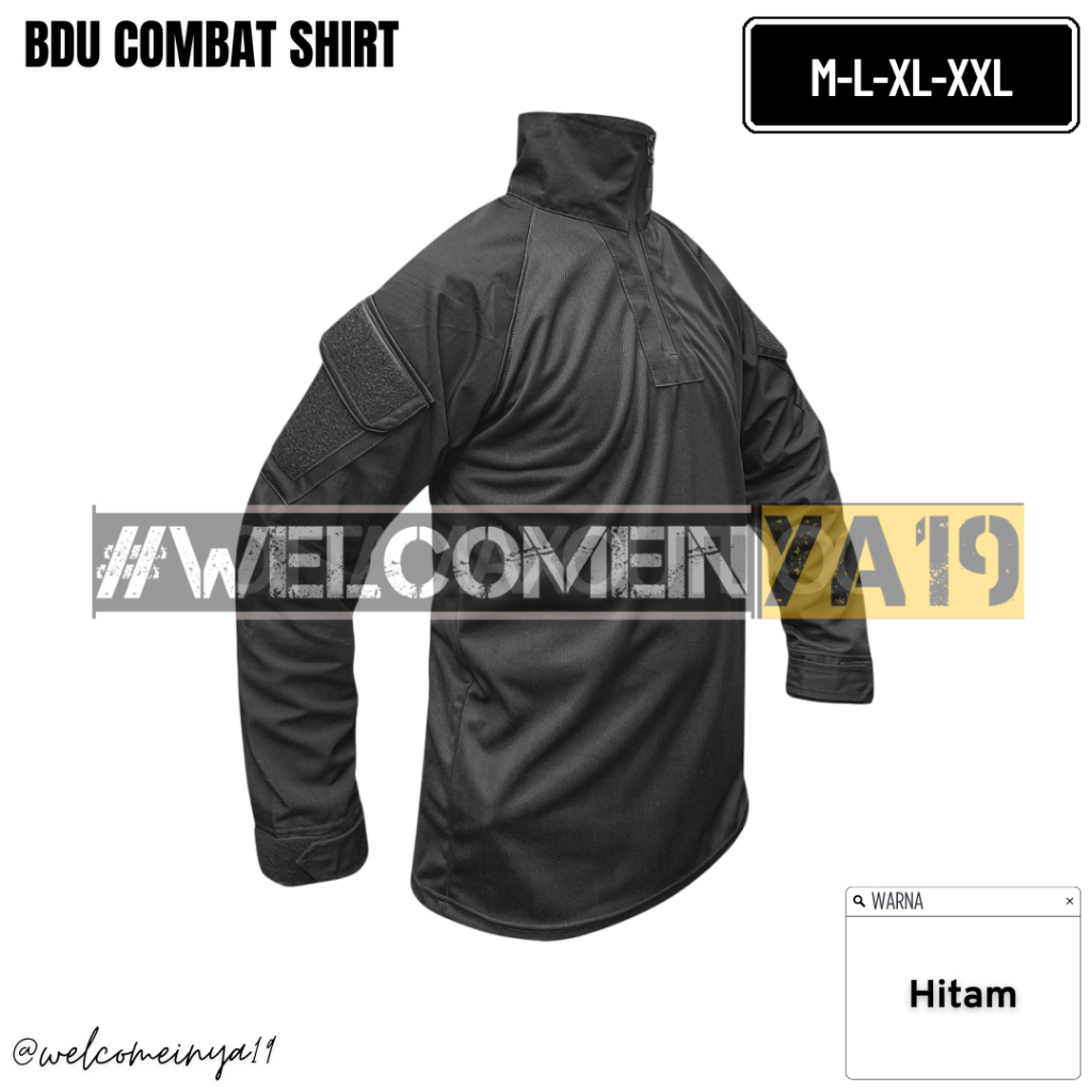 Combat Shirt Tactical Hitam / Kaos BDU Hitam Polos