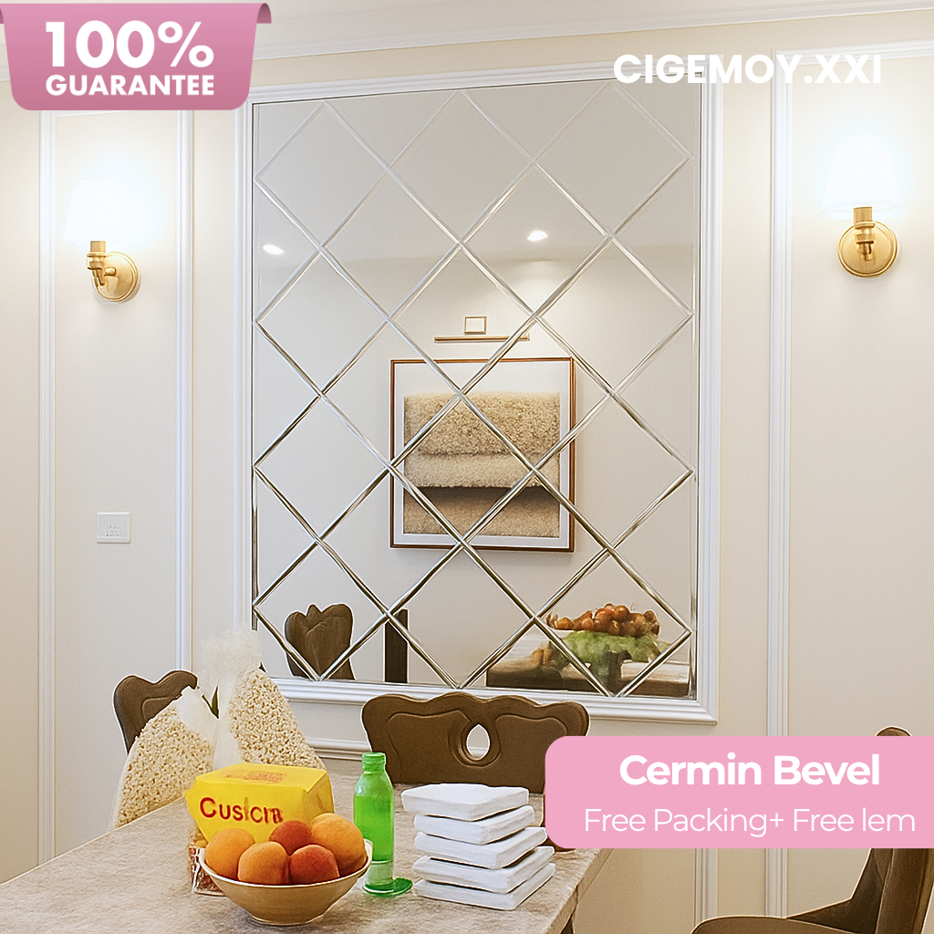 CUSTOM CERMIN DINDING BEVEL/KACA BEVEL ASLI/CERMIN 5MM BEVEL