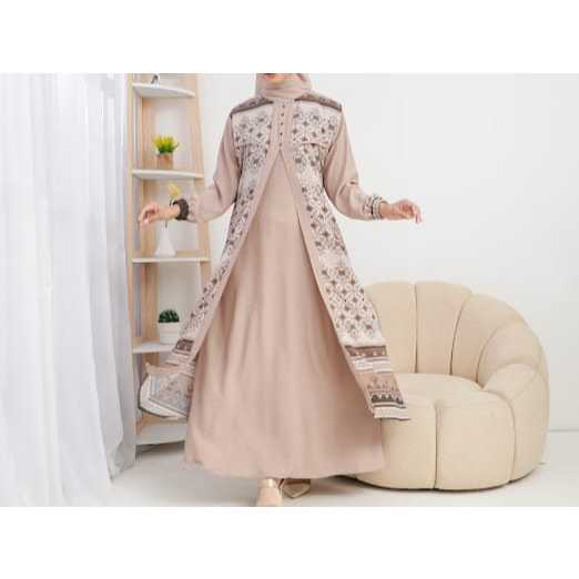 Gamis Wanita Motif Mixx Brukat Bahan Crinkle Airflow Varian Warna Trend Kekinian By Azka Collection