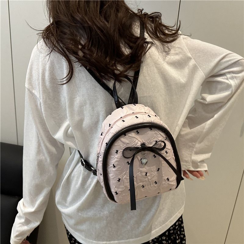 tas ransel wanita/tas ransel kecil lucu/Ransel Kecil Motif Pita Lipit/tas ransel wanita mini korean 