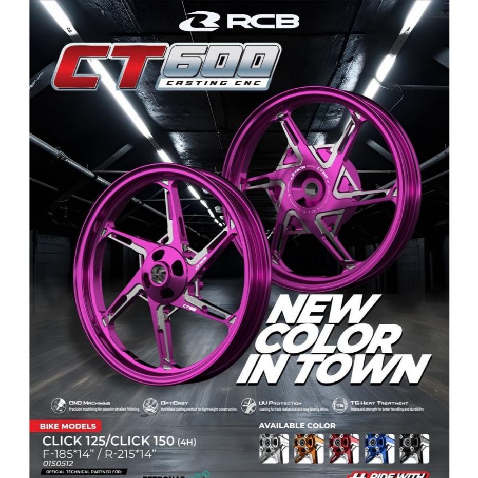 RCB Velg RCB CNC CT600 CT 600 untuk Honda Click Vario 125 150 160 CBS Aerox Mio J Mio S Mio Sporty F