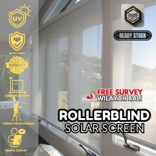 Roller Blind Solarscreen - Tirai Outdoor - Krey Gulung Custom - Roller Blinds Tahan Air & Panas - Ti