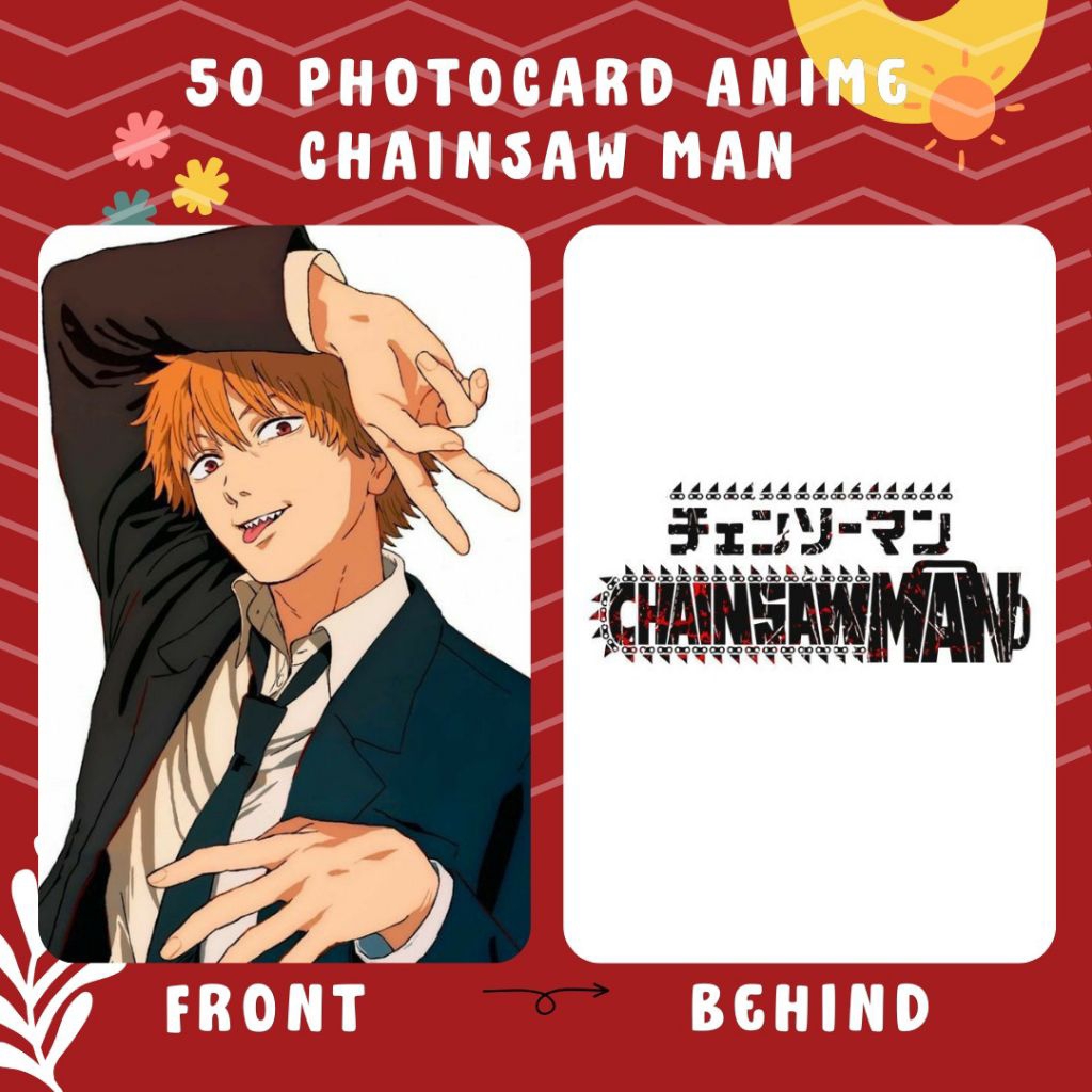 [Jasa Cetak] 50 Photocard Anime Chainsaw Man Cetak 2 Sisi Termurah