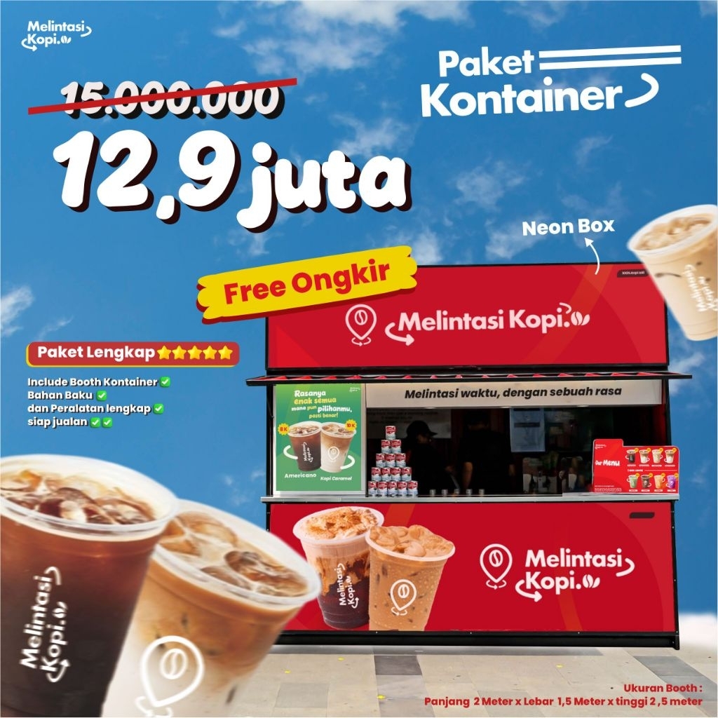 [Gratis Ongkir] Kemitraan Franchise Kopi Melintasi Kopi (Paket Kontainer)