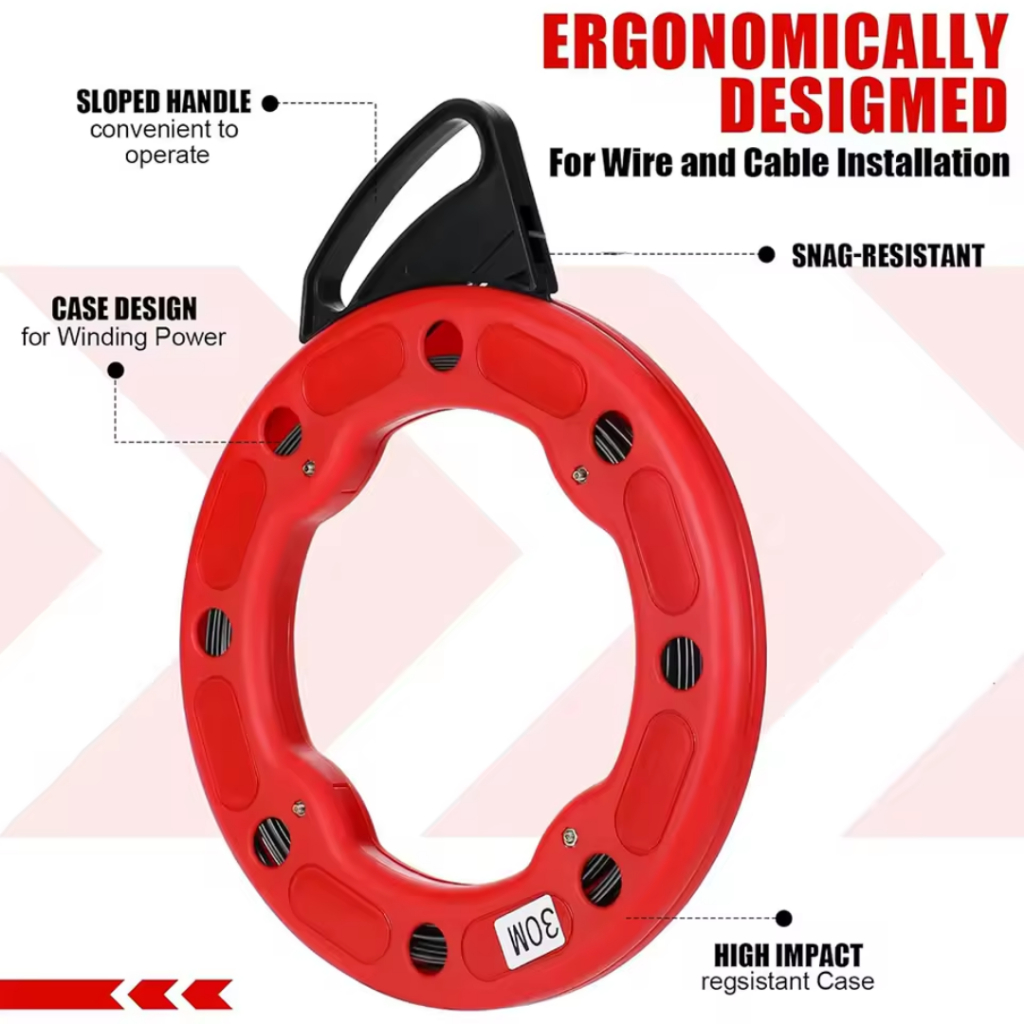 Mitsuki_Shop02 Fish Tape Penarik Kabel Gulung Nylon Cable Puller 30 Meter Fiberglass Conduit Penarik