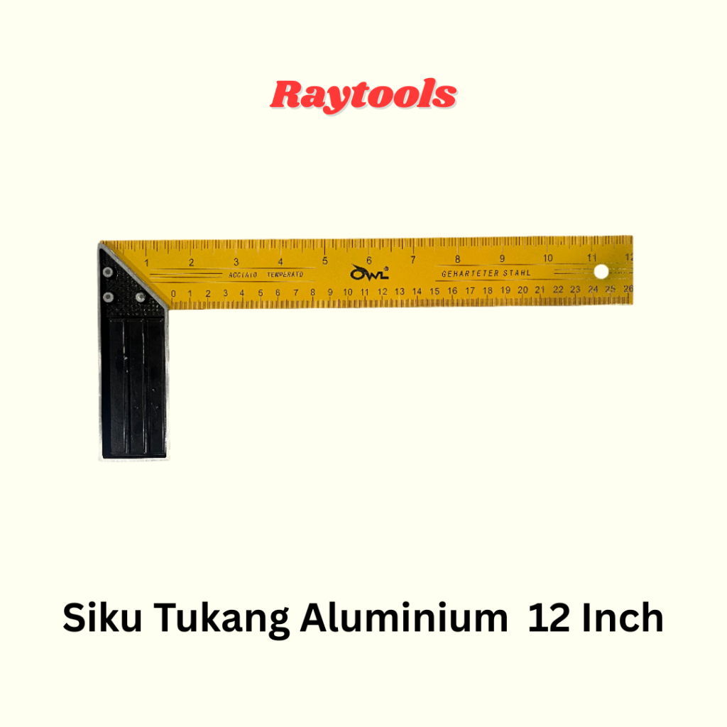 Siku Tukang Kuning Aluminium 12" / Alat Ukur Presisi Tukang / Penggaris Siku / Penggaris Tukang