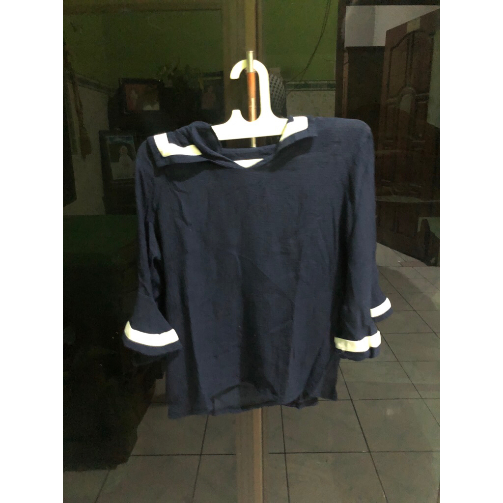 PRELOVED BLOUSE NAVY