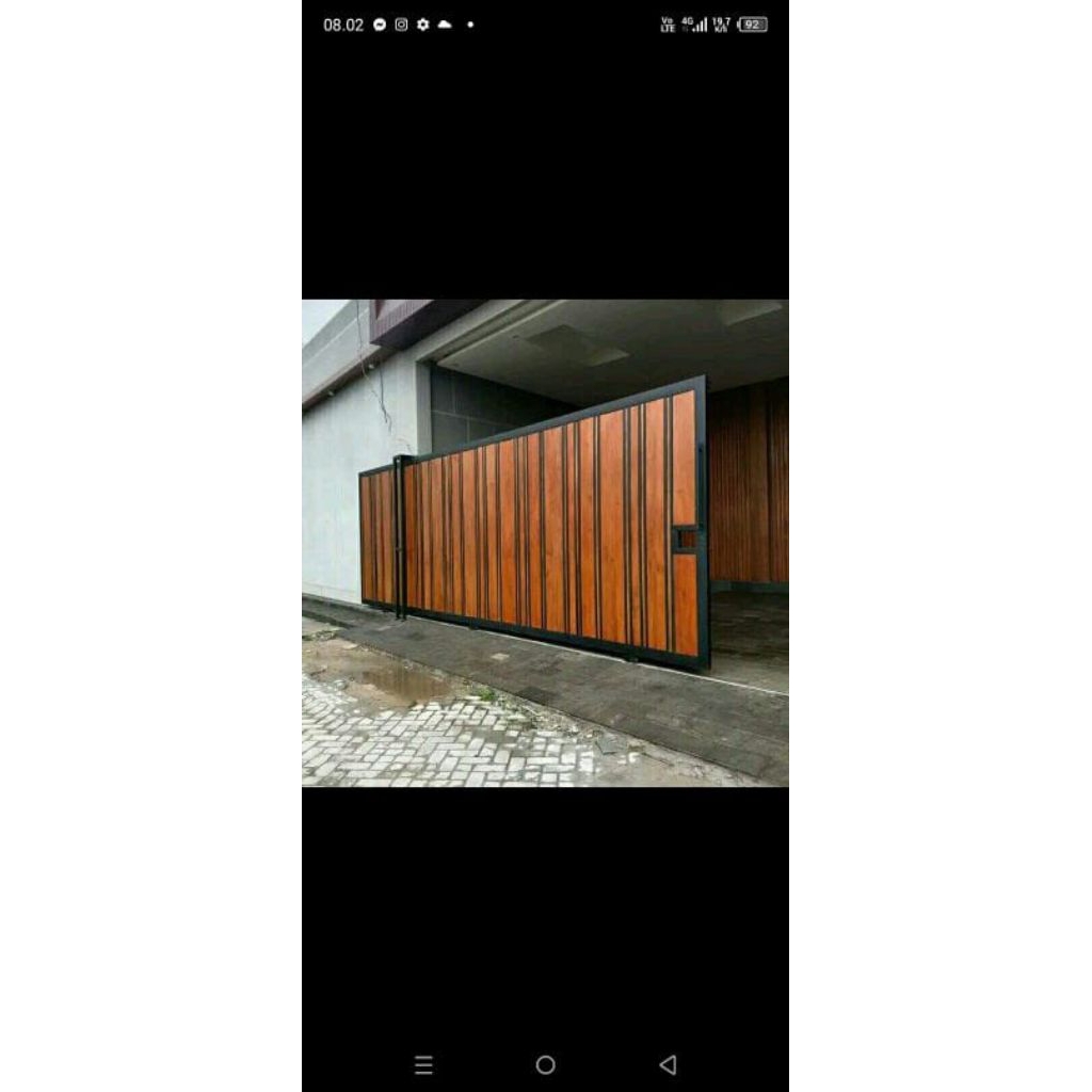 pintu dorong bahan besi galpanis kombinasi serat kayu bahan grc