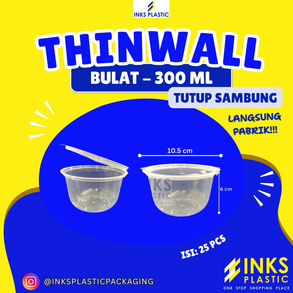THINWALL BULAT 300 ML TUTUP SAMBUNG ROUND MANGKOK BULAT PLASTIK 300ML