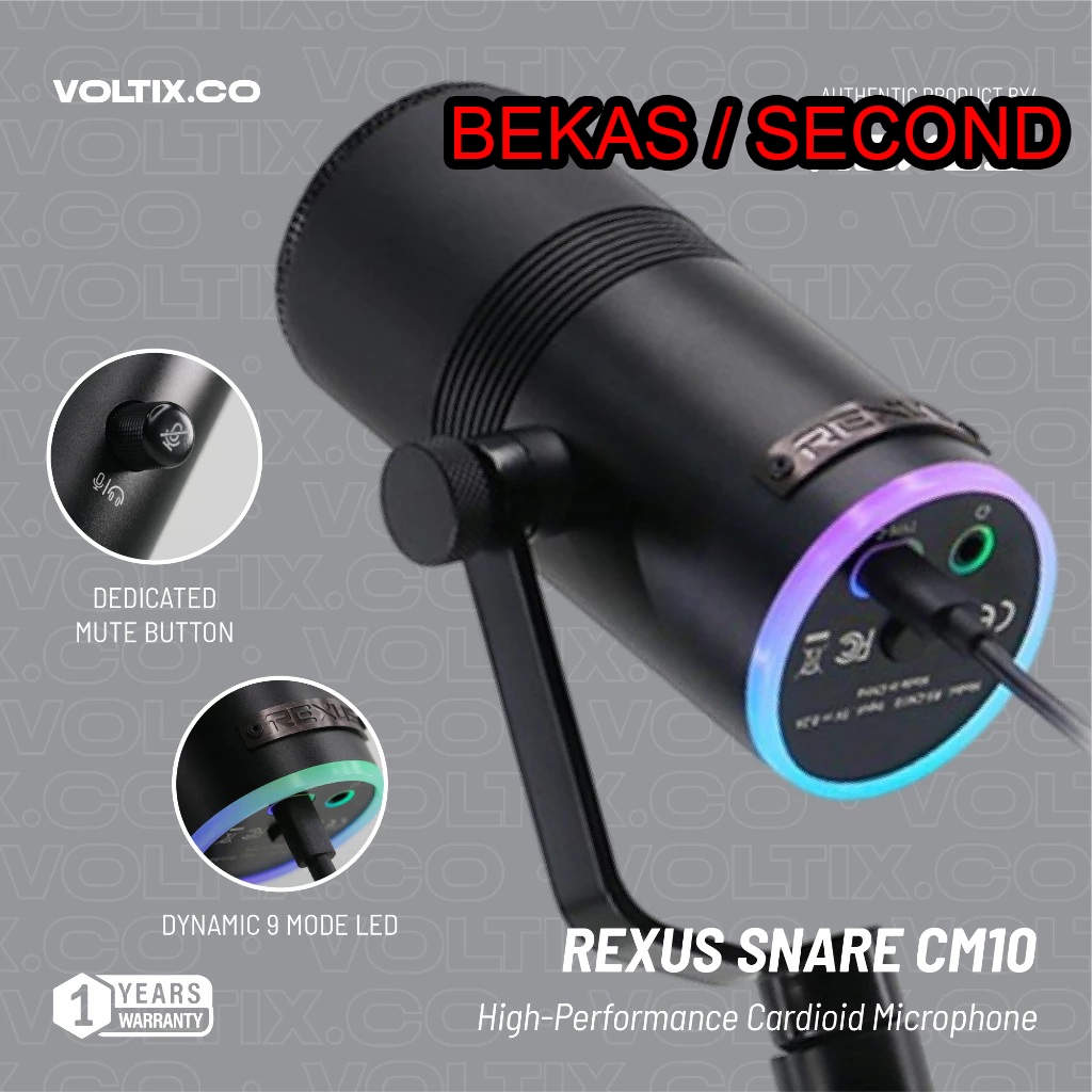 Rexus Microphone Snare CM10 Gaming RBG Second