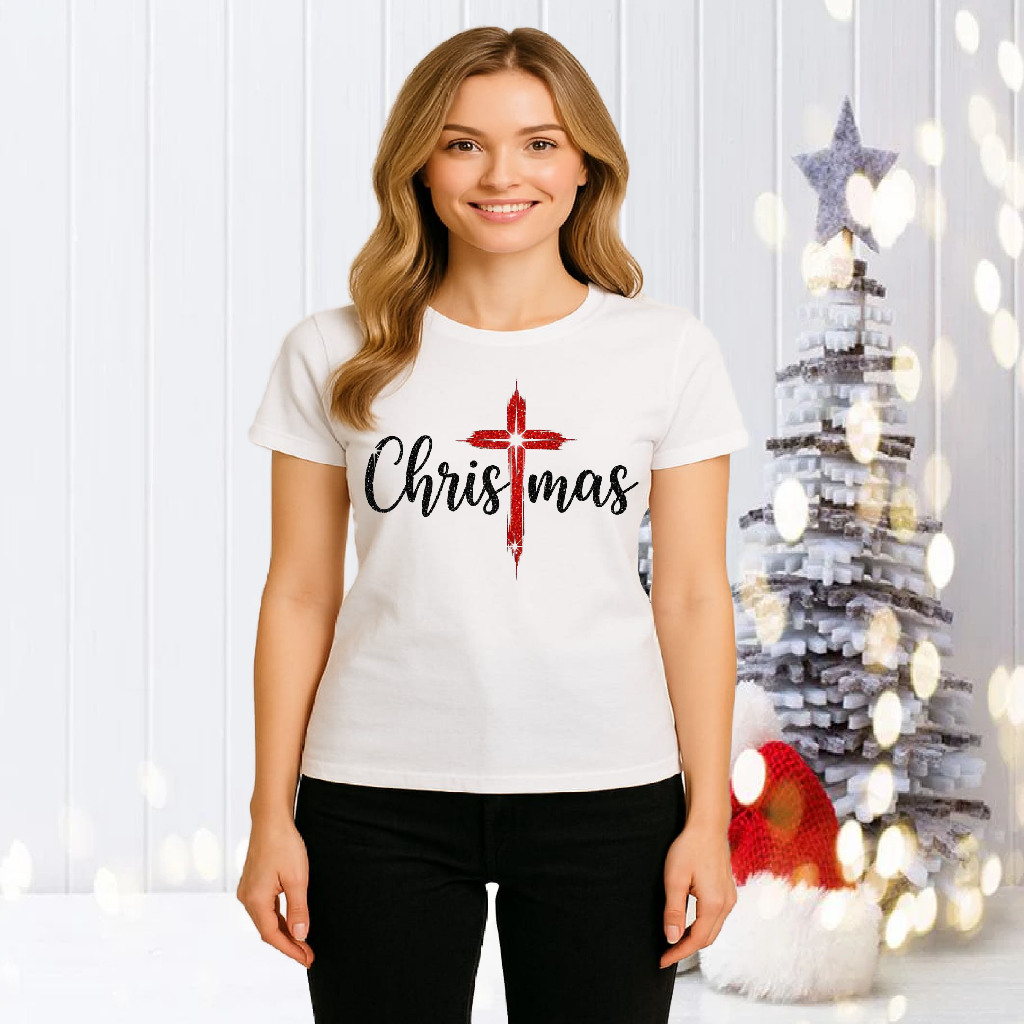 Kaos Dewasa Christmas Salib Jesus Xmas Snowball Deer Pohon Natal Topi Natal Rusa Kaos kaki pinus cod