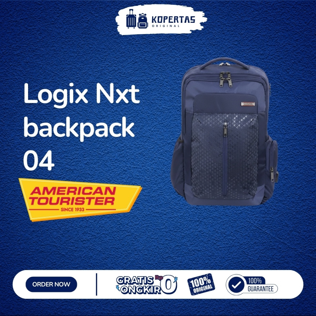 American Tourister Logix Tas Ransel Navy - Pria Wanita