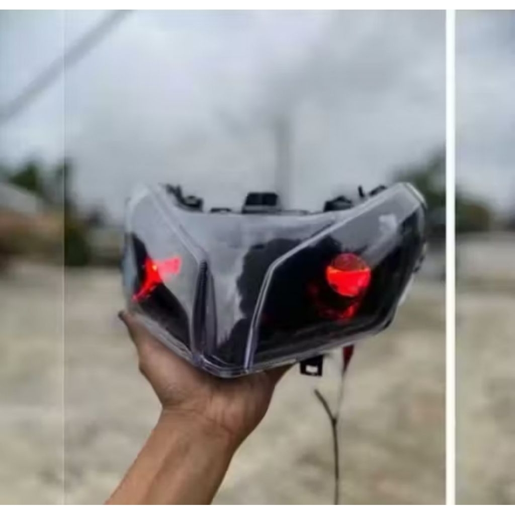 Reflektor Plus Mika Kaca Lampu Depan Vario 110 Techno Plus Lampu LED H4 Cahaya Super Terang