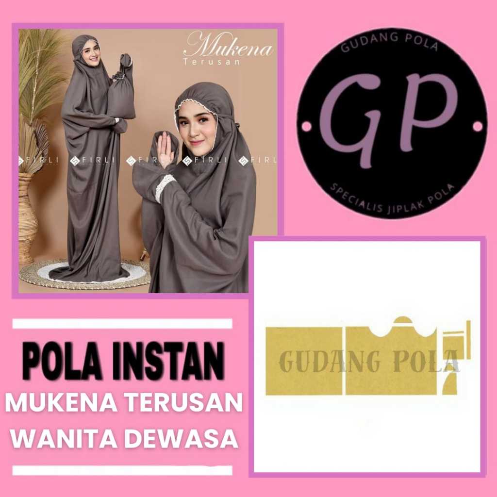[ COD ] Pola Mukena Terusan + Tas | Pola Jahit Mukena Instan Wanita...
