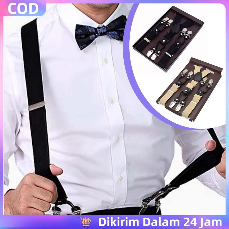 Tali Suspender Suspender Jepit / Suspender Pria Motif Kekinian / Suspender Wanita Elastis / Untuk