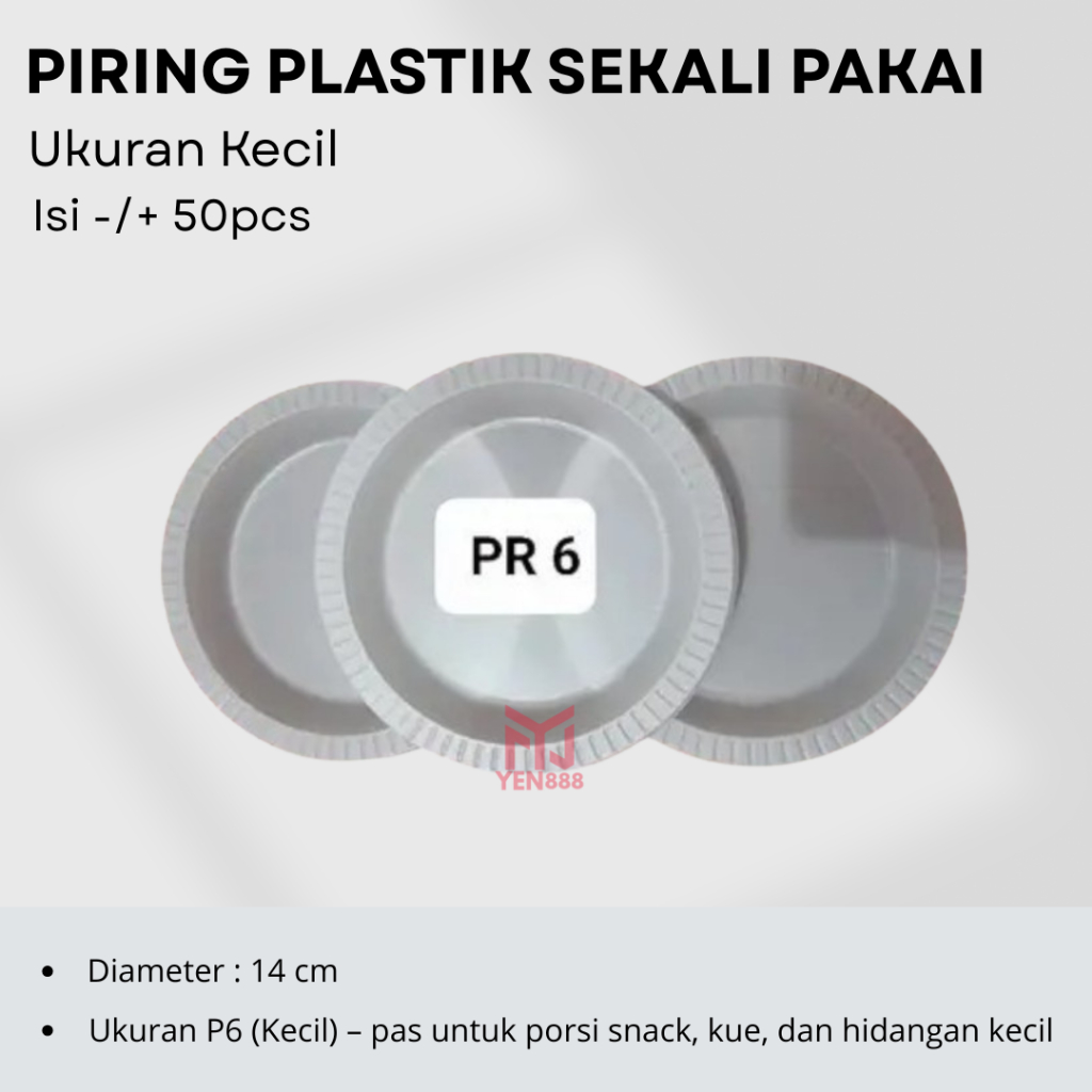Piring Plastik Kecil Putih susu / Piring Plastik P6 Isi 50 Pcs