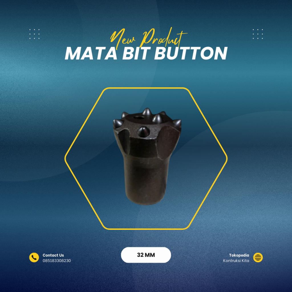 Mata Bit Button Mata Bor Rock Drill 32 mm / MATA BOR BATU JAGUNG - 32 MM