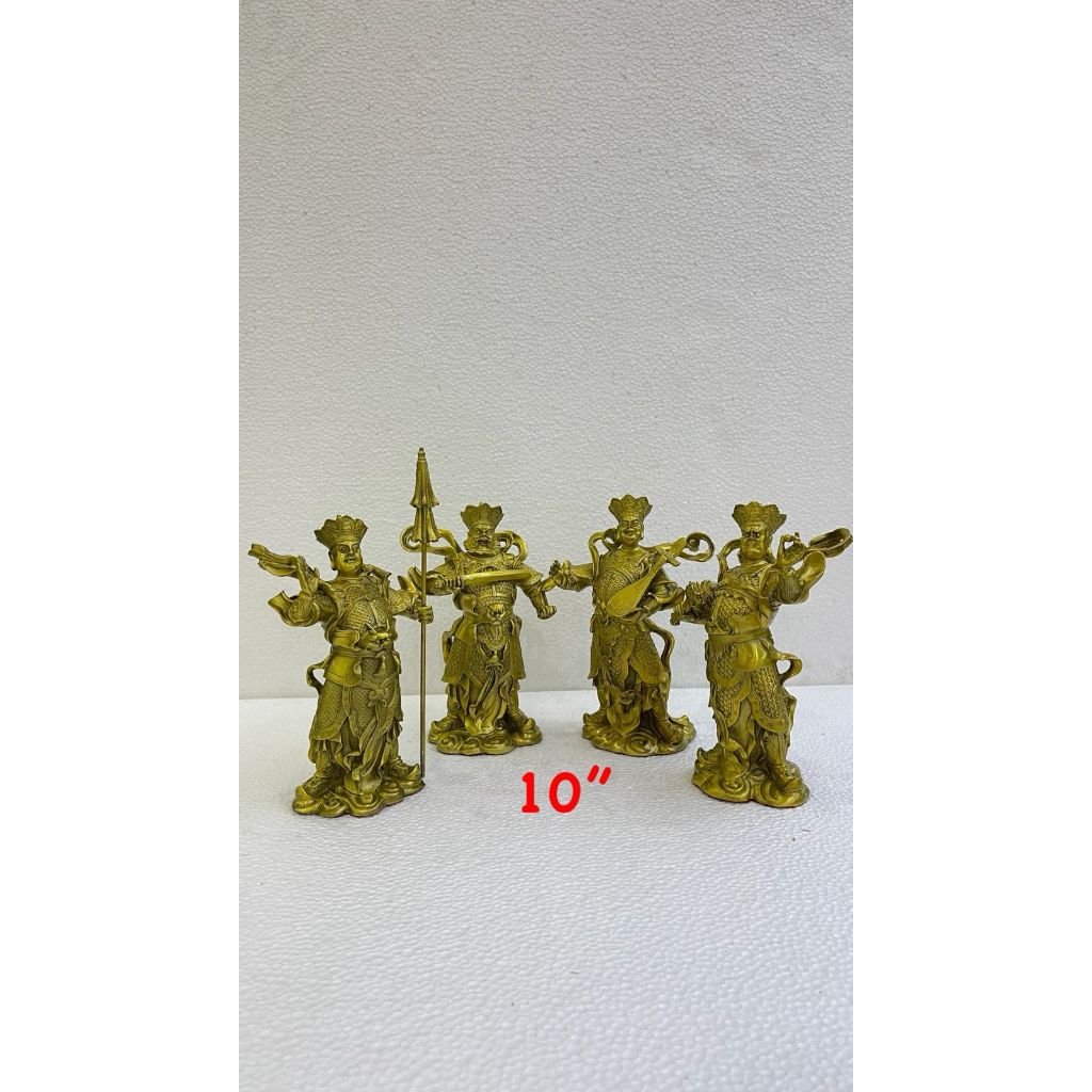 Patung empat 4 dewa langit kuningan asli uk 4 in dan 10 in empat jendral langit / se ta tien wang