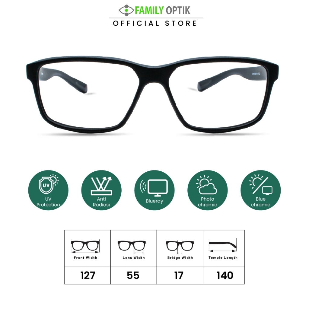 Family Optik - Kacamata Airtech Blueray Photocromic Anti Radiasi 6140