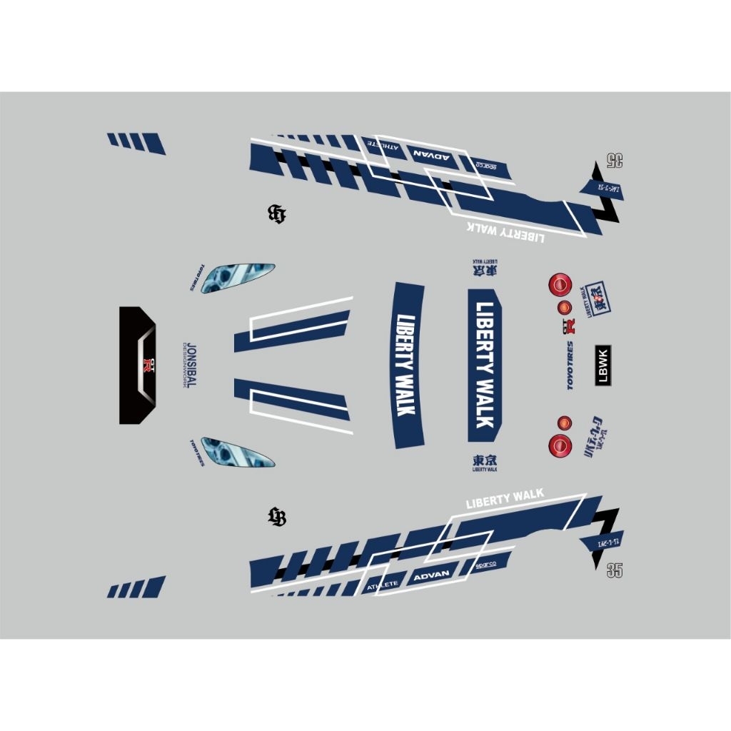 [WHITE TONER] Decal Hotwheels r35 LBWK