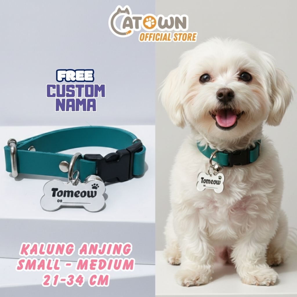 Kalung Anjing Kecil Sedang Custom Nama dengan Tag Tulang Akrilik, Bisa Custom Huruf Korea Jepang Man