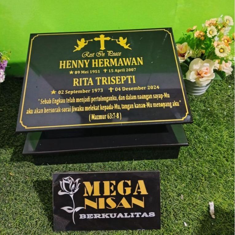 BATU NISAN KRISTEN BENTUK TOGA(30X40)/NISAN GRANIT TILE/NISAN MAKAM TERMURAH+PACKING KAYU