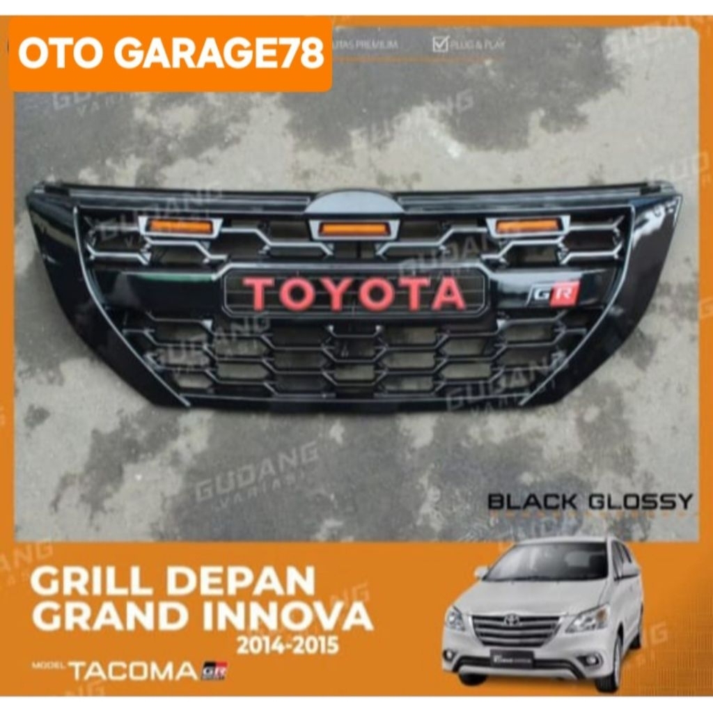 GRILL INNOVA BARONG 2014-2015 GR SPORT + LED BLACK GLPSSY