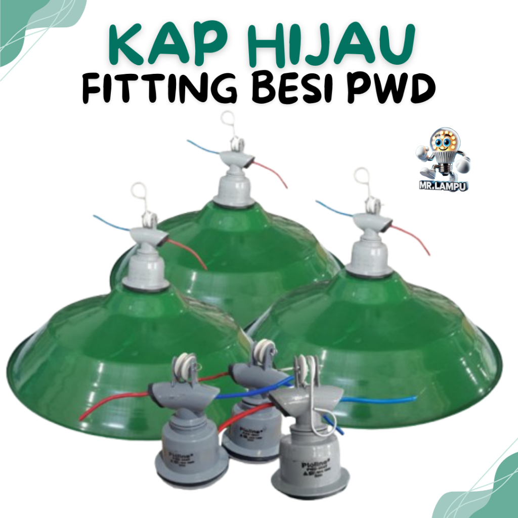 KAP LAMPU JALAN DAN FITTING E27 PWD BESI / CUP HIJAU / Kap Hijau Lampu Jalan