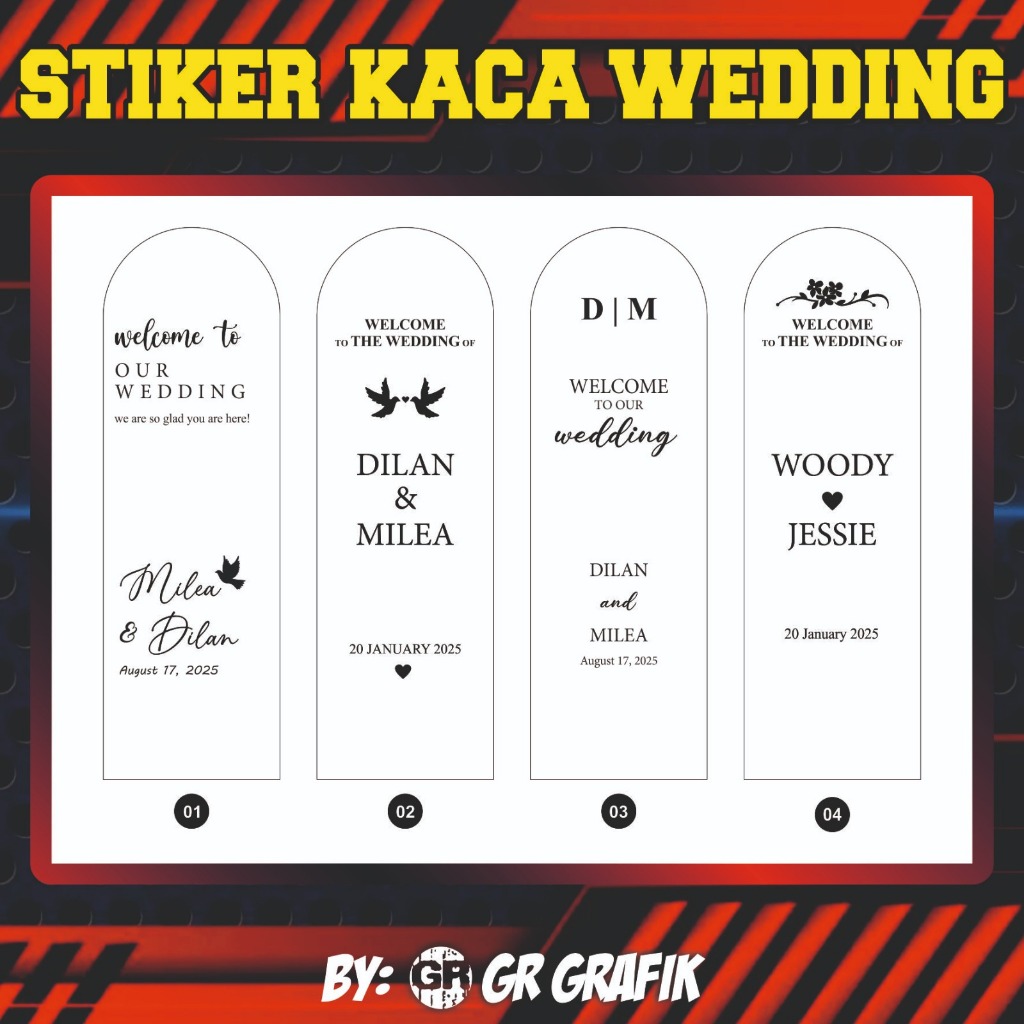 STIKER CUTTING WEDDING SIGN/STIKER WELCOME SIGN/STIKER KACA/STIKER WEDDING AKRILIK