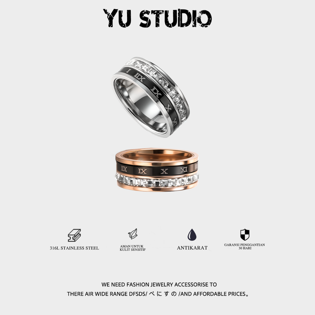 YUSTUDIO-Cincin Couple Bisa Diputar - Desain Pria Star Titanium Keren, Unik & Kekinian, Cocok untuk 