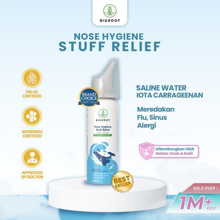 Bigroot Nose Hygiene Stuff Relief 50ml Pencuci Hidung Dewasa & Anak 3+ Tahun - Saline Water dan Iota