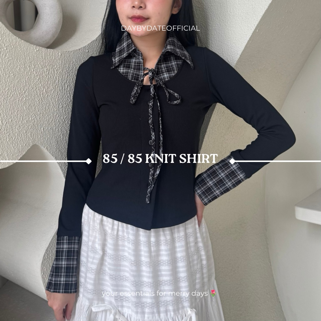 85 / 85 Knit Shirt | Daybydate | Atasan Knit Wanita Atasan Kemeja Wanita Atasan Korea Style Atasan K