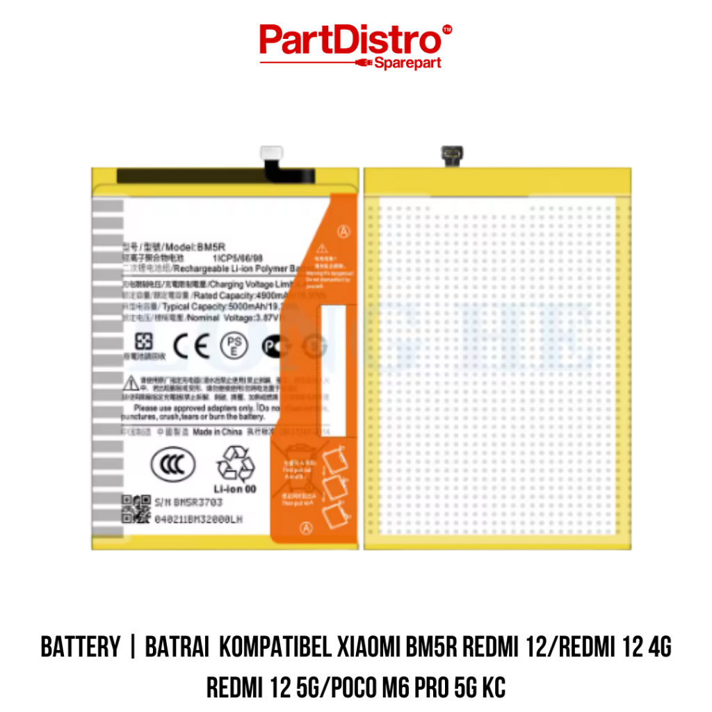 BATTERY | BATRAI  KOMPATIBEL XIAOMI BM5R REDMI 12/REDMI 12 4G REDMI 12 5G/POCO M6 PRO 5G KC