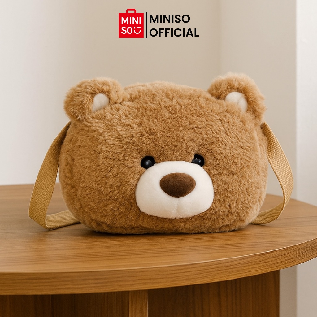 MINISO Gift Bear Collection Big-Head Figure Bag Tas Selempang Crossbody Bag Bentuk Kepala Beruang Ta