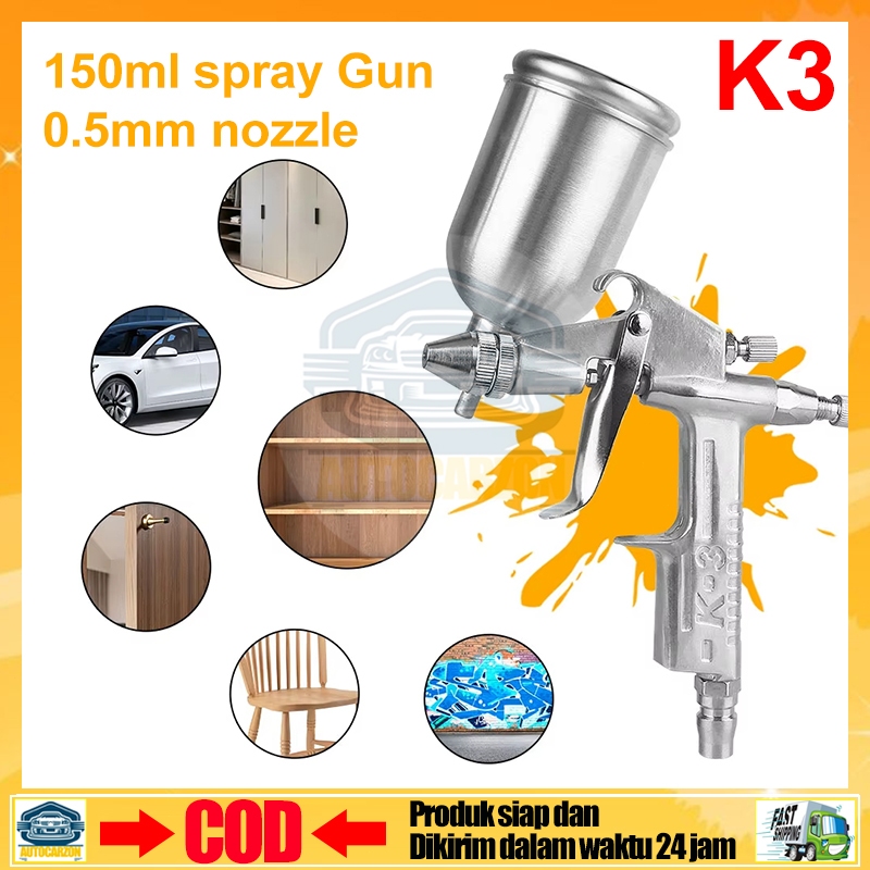 K3 Spray Gun Spet Cat Angin Mesin Kompresor F75 Tabung Atas 400ml Alat Spet Semprot Cat Tabung Atas